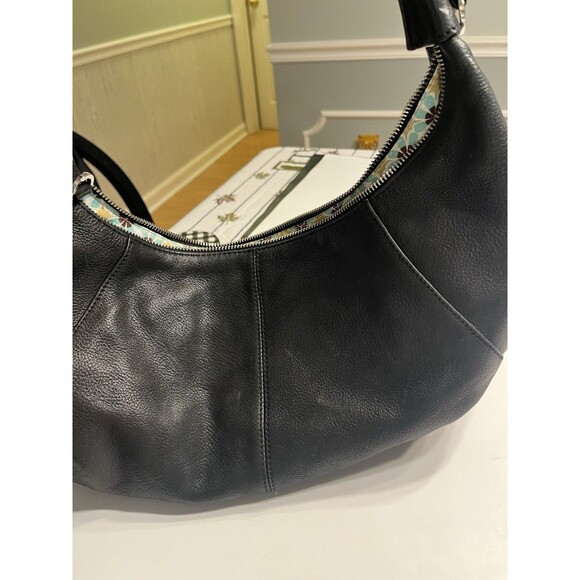 Black Leather Silver Studded Hobo Bag Purse By Franco Sarto - Picture 14 of 16